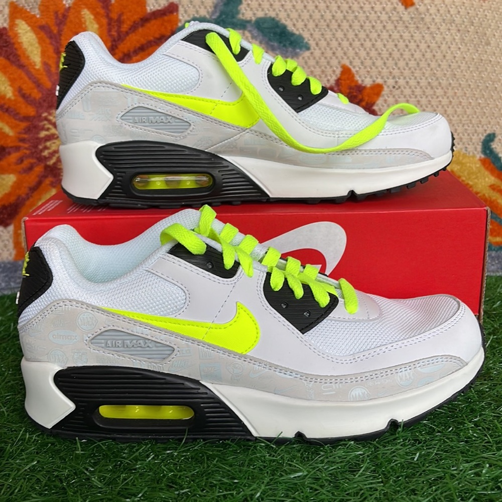 Nike Air Max 90 LTR Leather White Volt WMNS White/Volt-Black-Pure Platinum - Picture 5 of 16